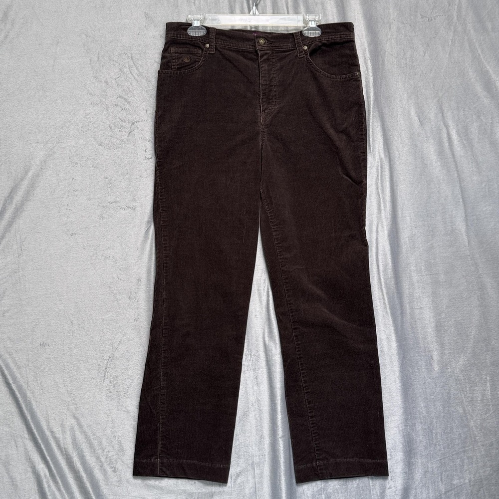 Gloria Vanderbilt Pants Womens 10 Corduroy Straight Stretch Embroidered Swan